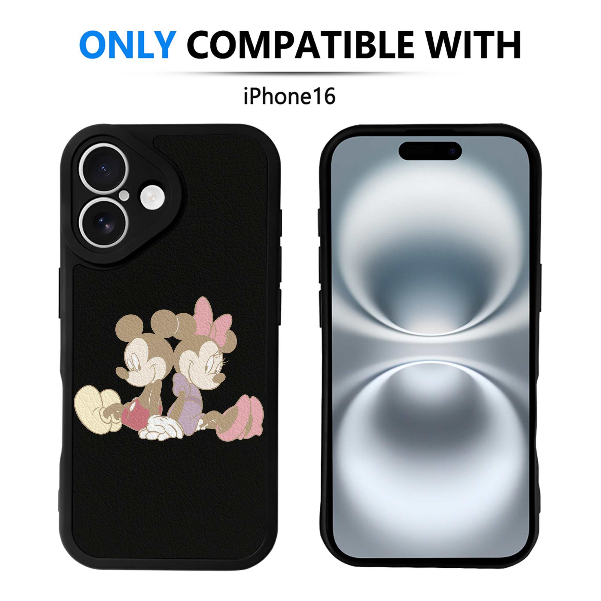 （画像用） ミッキーマウス Mickey Mouse 【iPhone 16シリーズ対応】シリコンスマホケース（レザー調） 材質：シリコン